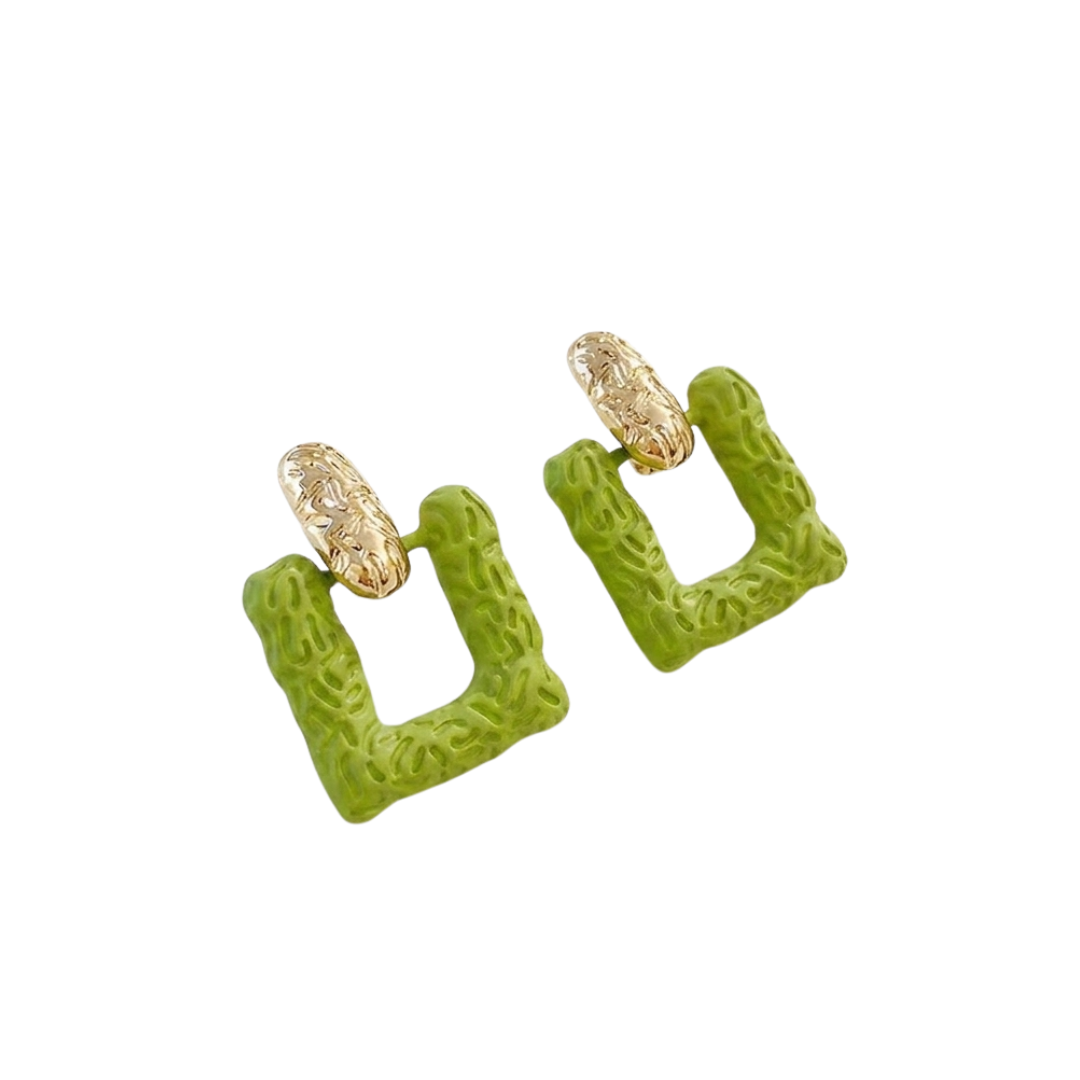Gold-Plated Textured Geometric Drop Earrings