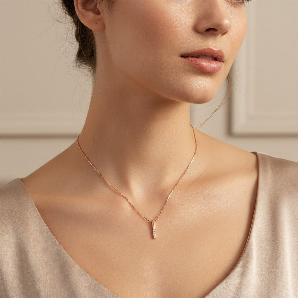 ANENJERY Silver Geometric Zircon Clavicle Necklace