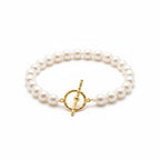 Elegant Freshwater Pearl Bracelet with Gold-Plated Clasp