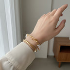 Vogue Gold Colorblock Copper Alloy Pearl Bracelet