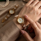 Golden Pearl Inlaid Luxury Quartz Watch