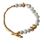 Vogue Gold Colorblock Copper Alloy Pearl Bracelet