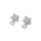 Zirconia Pearl Cluster Bridal Stud Earrings