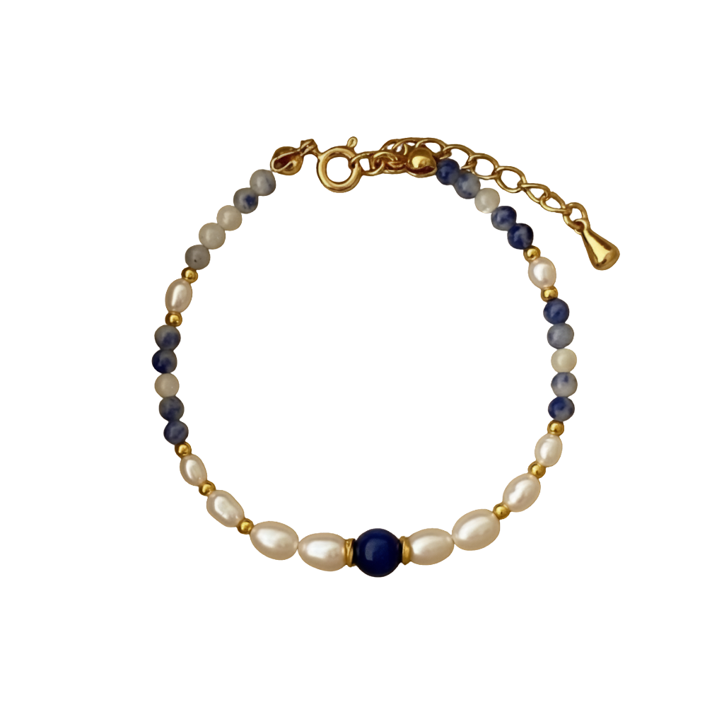 Turquoise Agate & Tiger's Eye Bead Pearl Bracelet