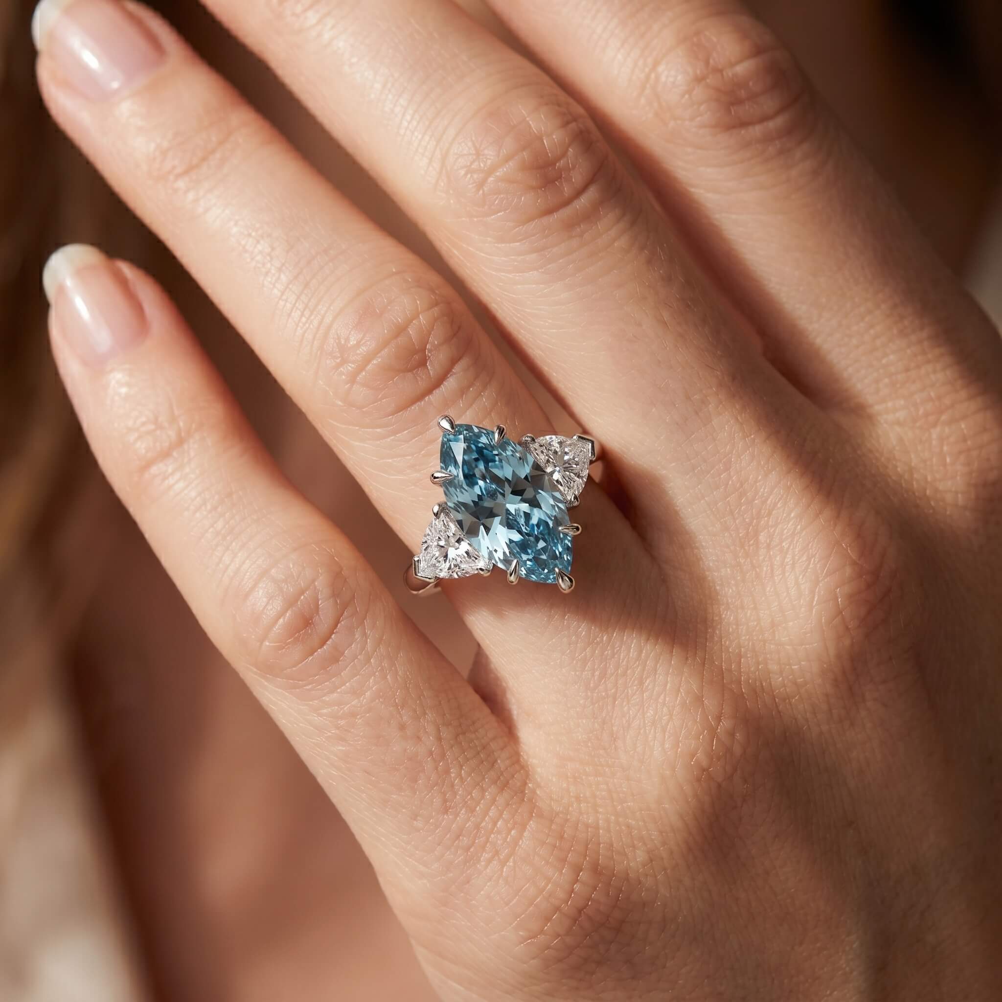 Blue Crushed Ice Cut Ring