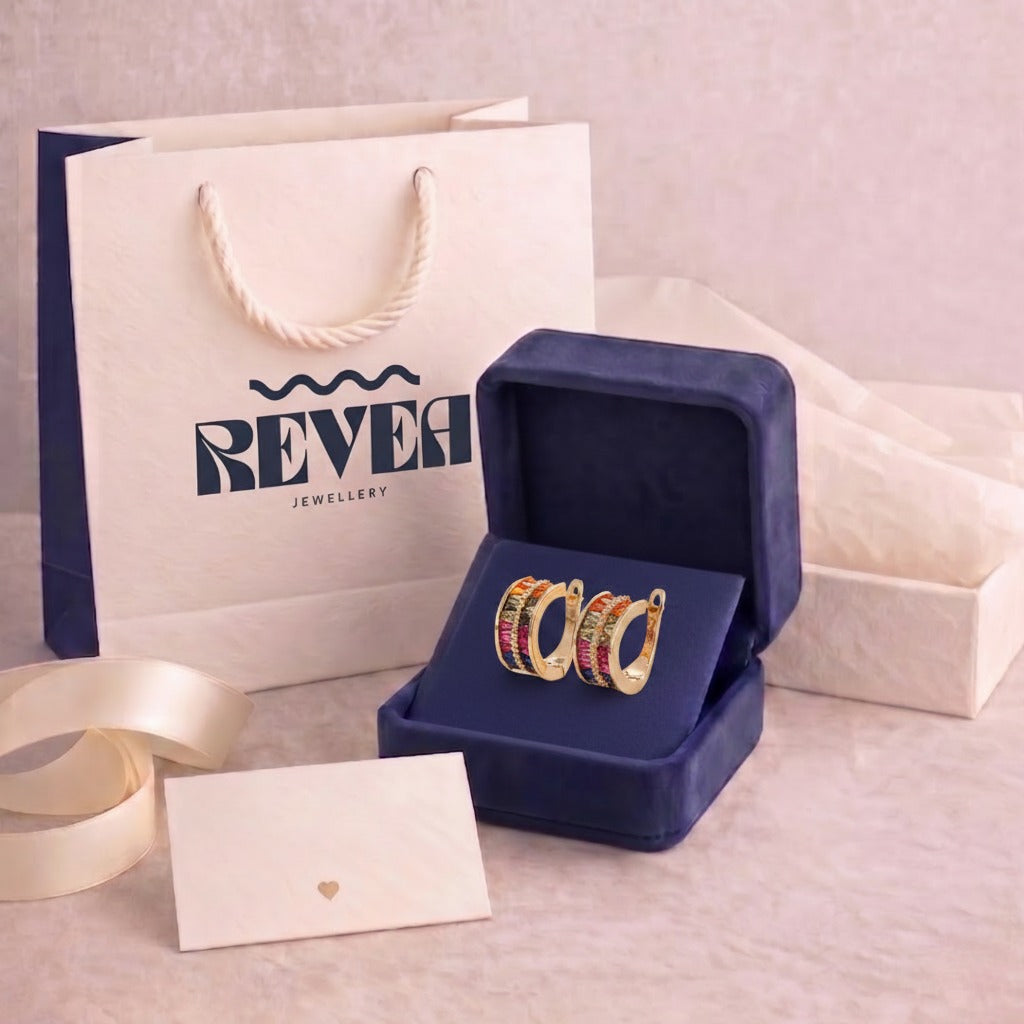 Multicolor Zircon Hoop Earrings