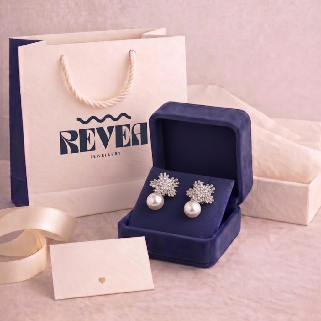 Zirconia Pearl Cluster Bridal Stud Earrings