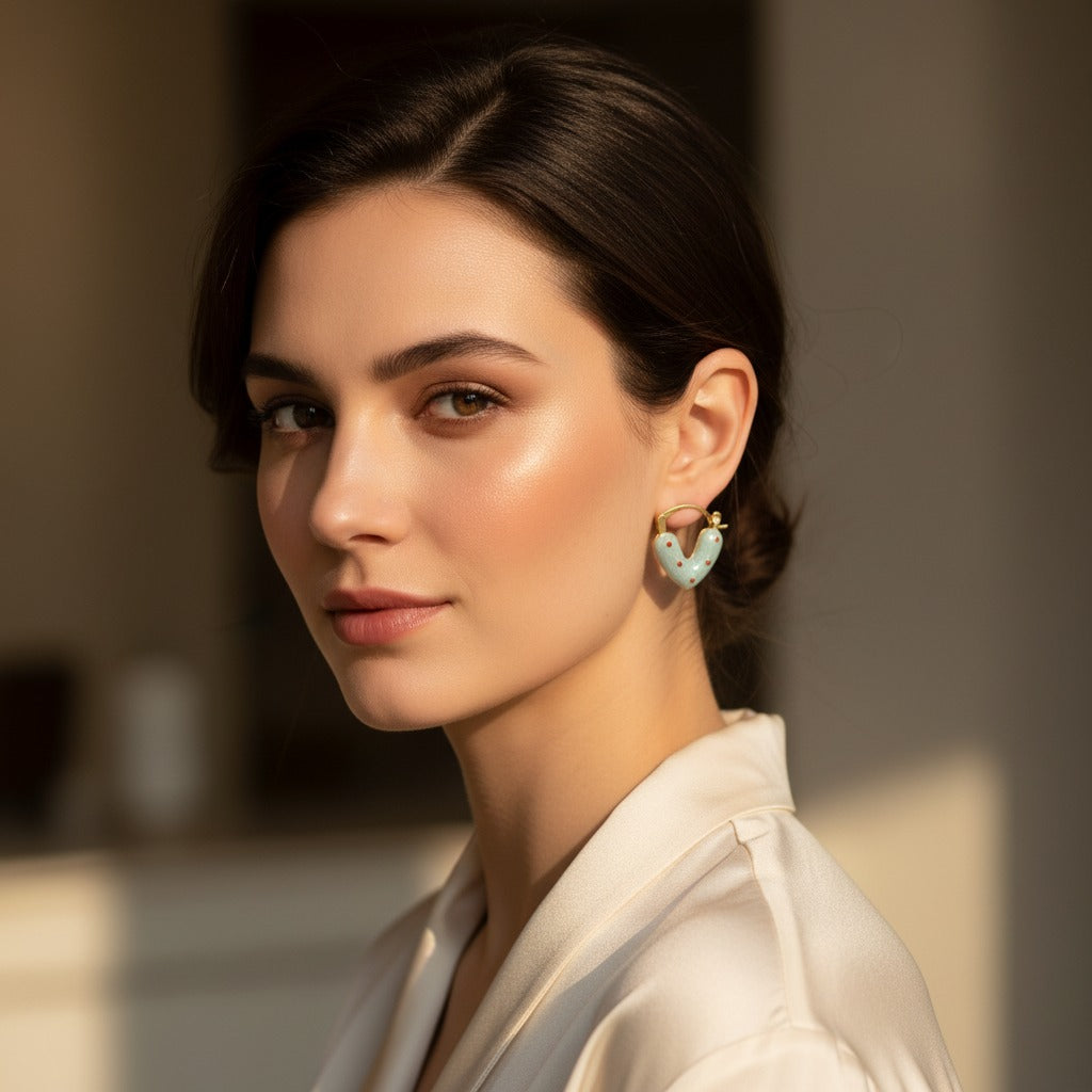 Heart-Shaped Blue Earrings