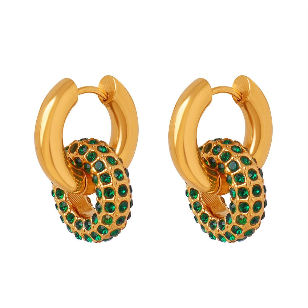Diamond Studded Round Earrings