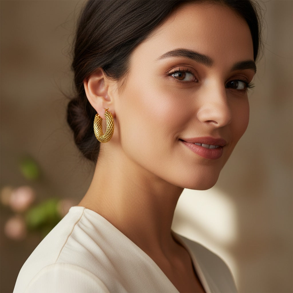 FLASHBUY Gold Geometric Mesh Earrings
